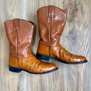 Justin Boots L3186 Women’s 6B Full Quill Ostrich Western Cowboy Boots  EUC